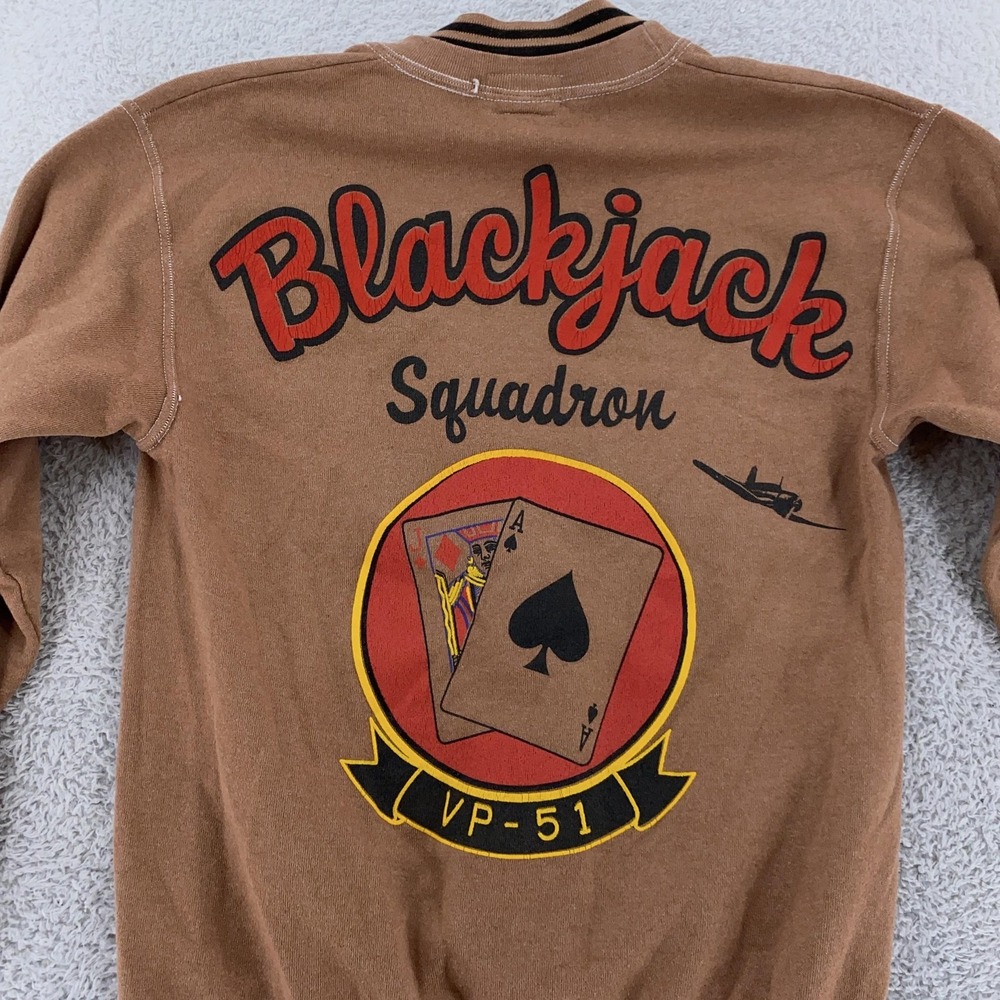 Cut Neck Vtg 90s Black Aces Blackjack Squadron Sweatshirt‎ Mens XS VP-51 Wings